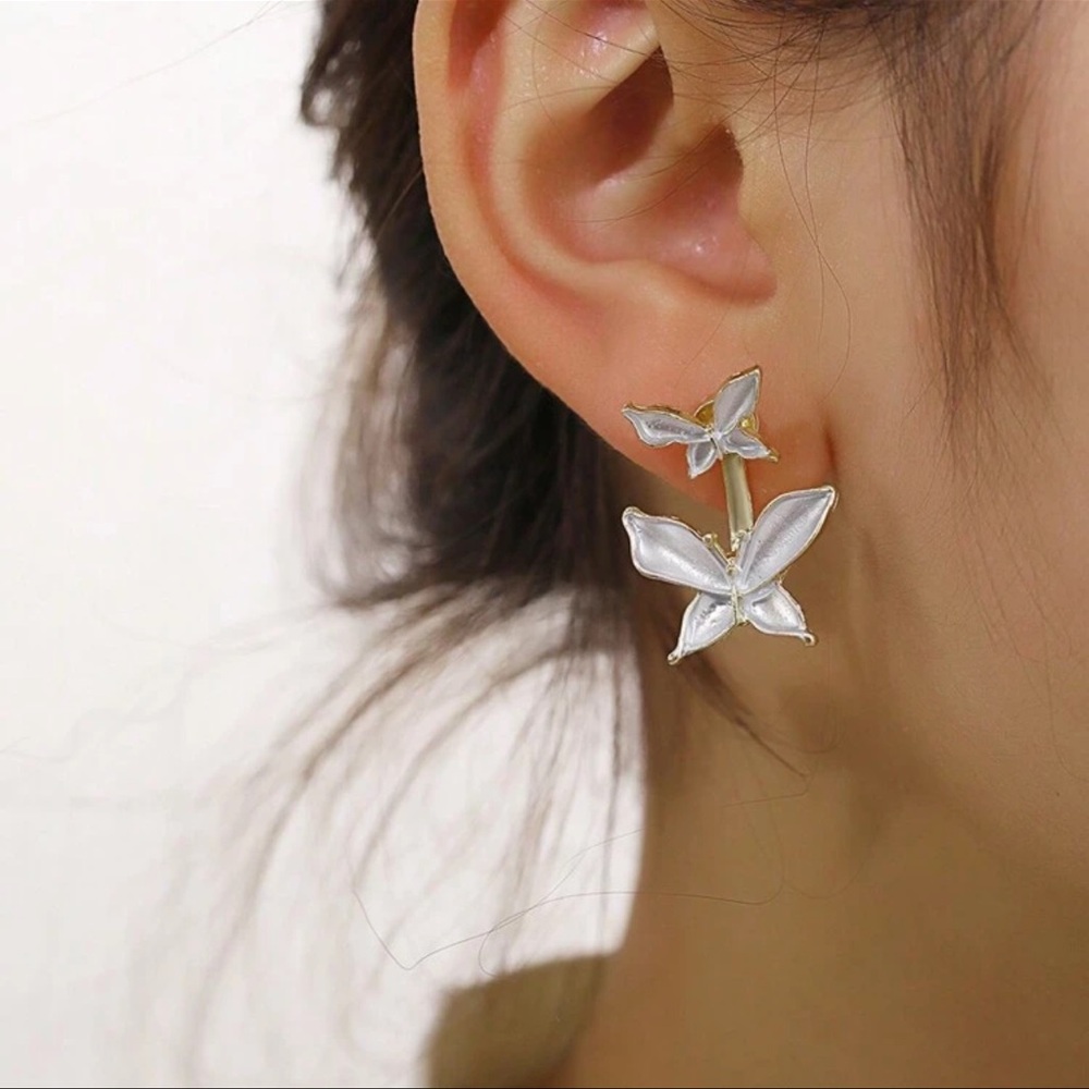 RINTOLER Women's Small Elegant Butterfly Front-Back Earring Two-Way Wearing